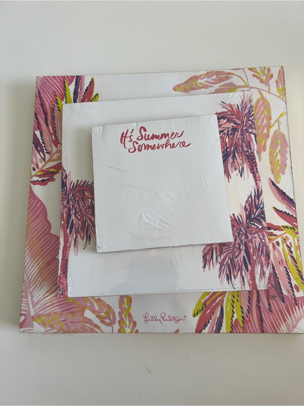 NEW SEALED Lilly Pulitzer Pink Tropical paper set of 3- "It's Summer Somewhere"